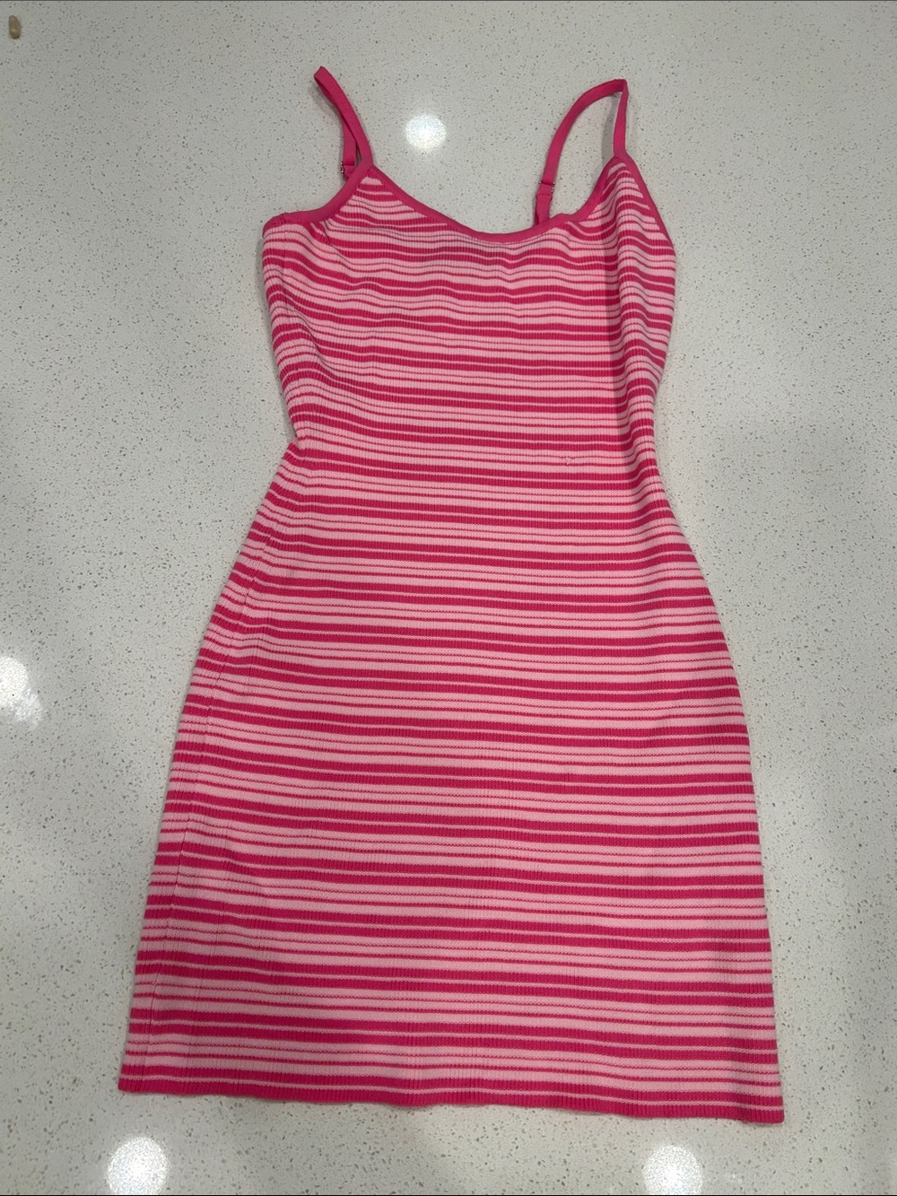 Pink Striped Spaghetti-Strap Dress
